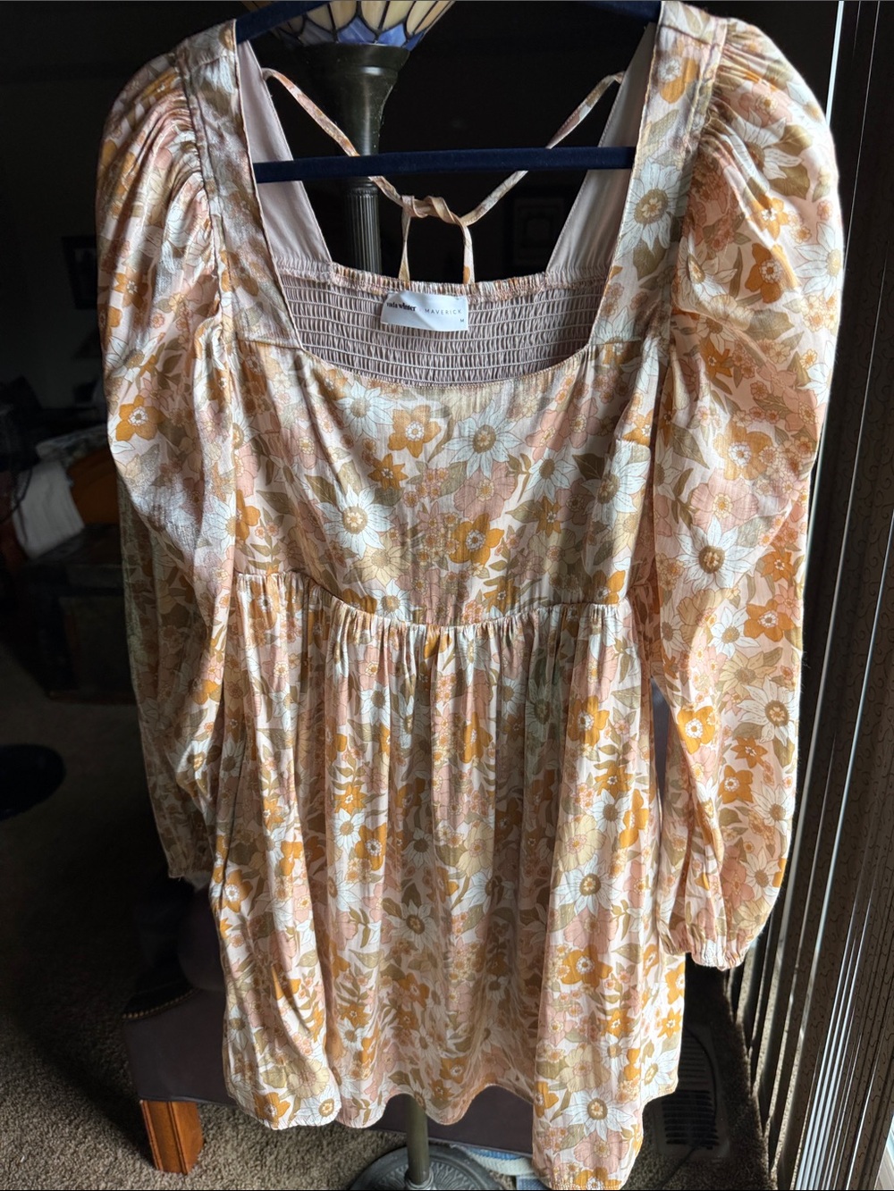 Women’s M Fall Floral Silky Dress. Lined. Has Pockets. By Vada Winter x Maverick